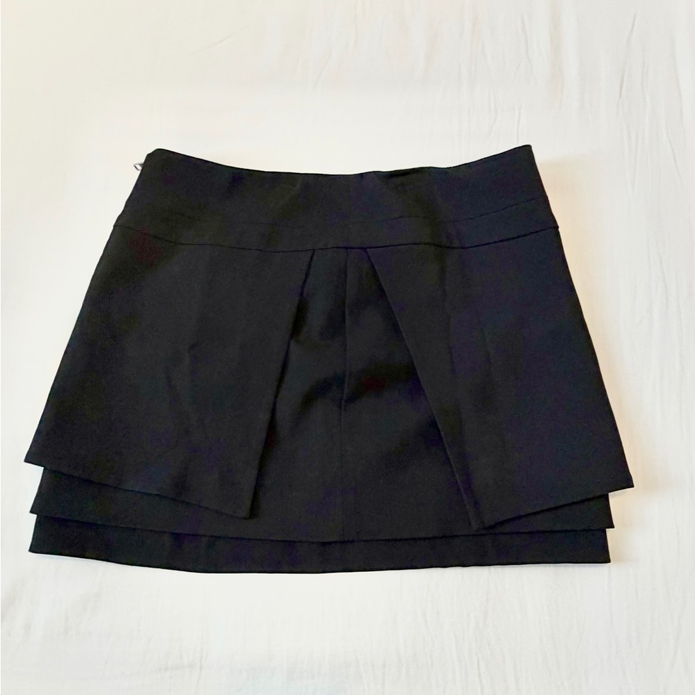 Helmut Lang Black Layered Skirt Size 2 Minimalist Designer Tailored Modern Chic